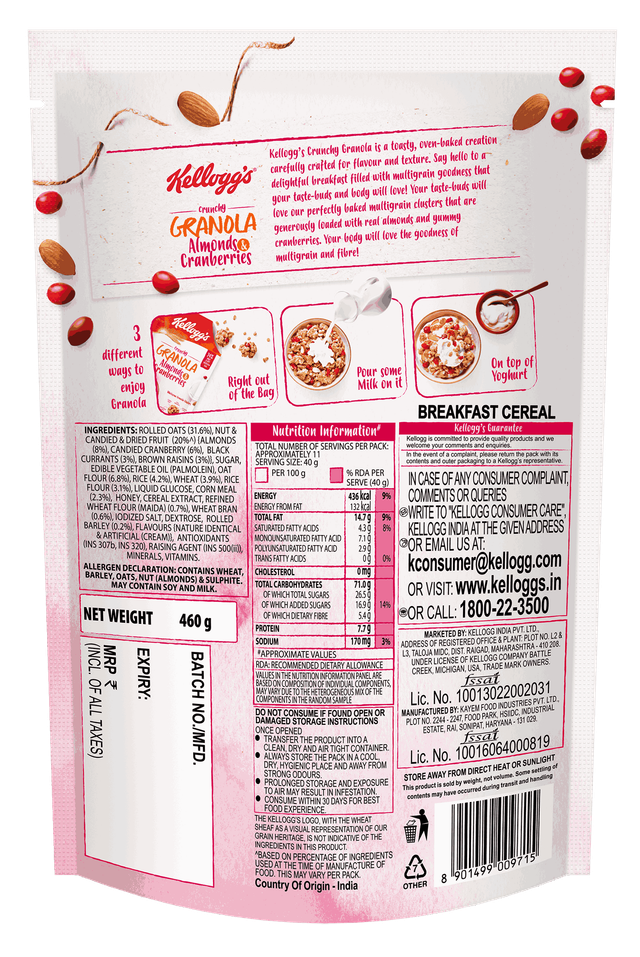 Kellogg's Almonds And Cranberries Granola