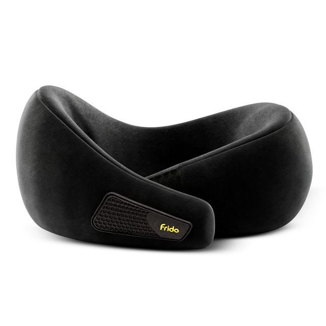 Frido Unisex Solid Memory Foam Neck Pillow | Core Black - Free Size
