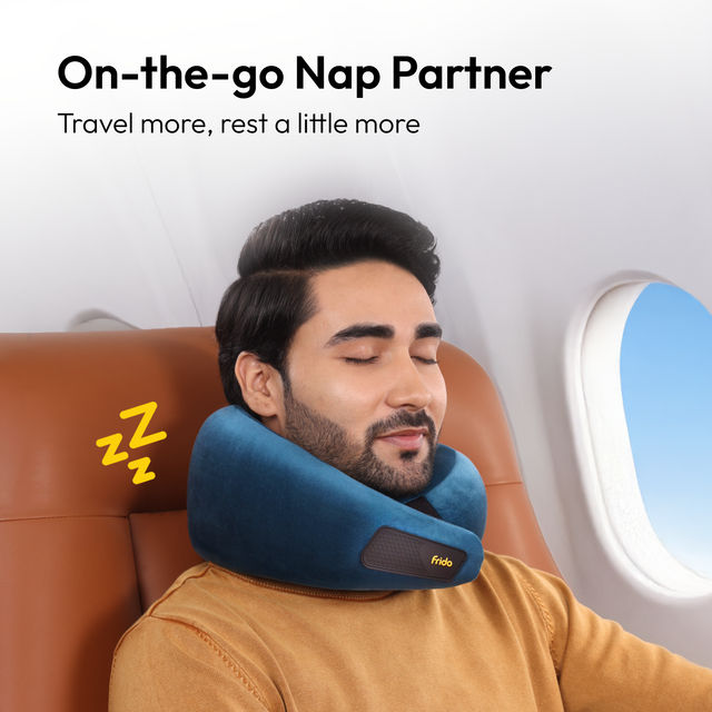 Frido Unisex Solid Memory Foam Neck Pillow | Core Black - Free Size