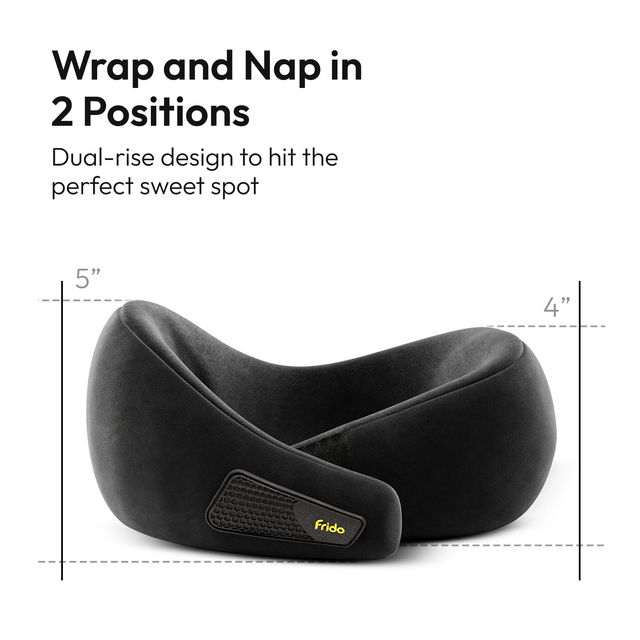 Frido Unisex Solid Memory Foam Neck Pillow | Core Black - Free Size