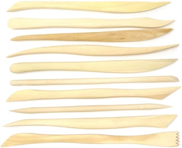 10 Wooden Clay Tools With Double Sided Crafting Sculpting Modelling Pottery Ends