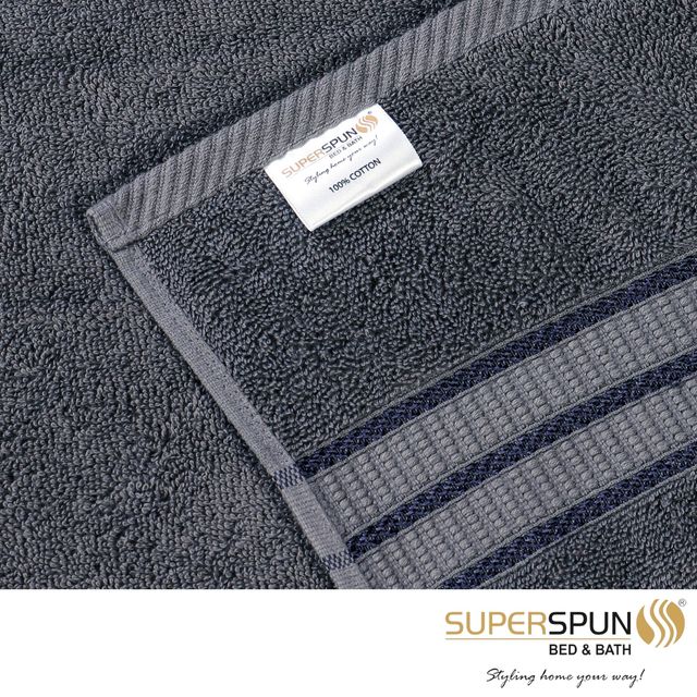 Superspun 100% Cotton- 420 Gsm- Vodre- Eight Piece Set- Face Towel- Size:30 x 30 - Grey & Brown