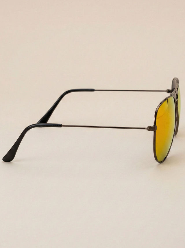 Buy NuVew Unisex Aviator Mirrored Sunglasses | Brown & Golden