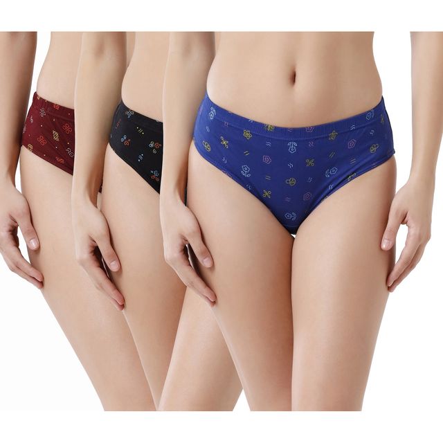 Amul Comfy Pack Of 3 Women Hipster Multicolor Panty | Multicolor - 95