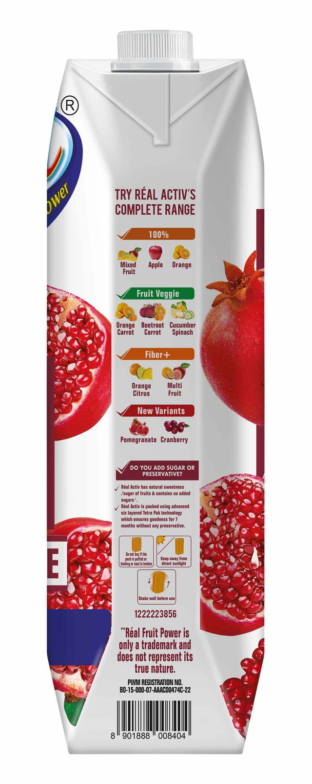 Real Activ 100% Juice - Pomegranate 1 l Combo