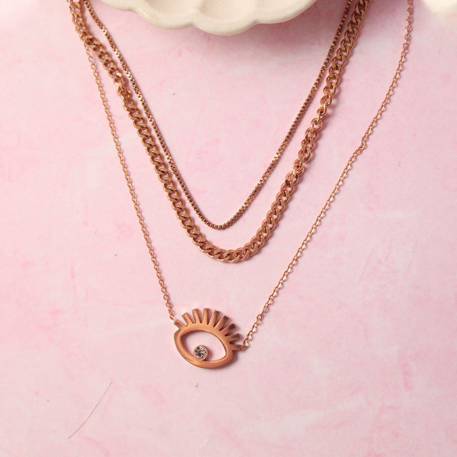 Salty Evil Eye Layered Necklace Pendant for Women and Girls| Anti-Tarnish | Gold
