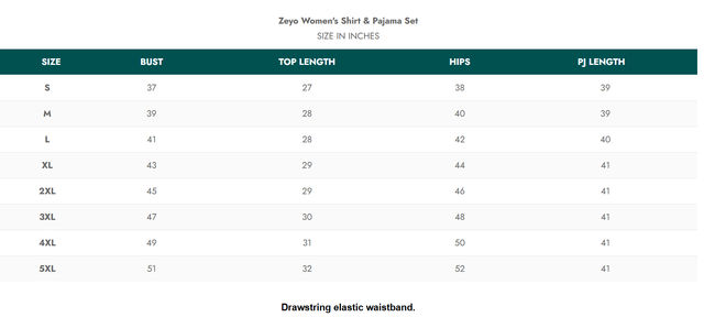 Zeyo Night Suit for Women Teal Heart Printed Cotton Night Dress | Shirt & Pajama Set 5758-TB- XXL