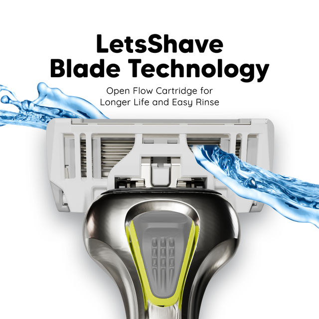 LetsShave Pro 6 Plus Cartridges with Back Blade | World's First 6 Blade Razor for Men | Pack of 4