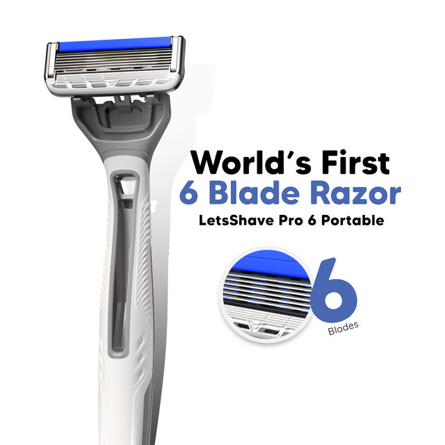 LetsShave Pro 6 Portable Razor | Pack of 1 | World's First 6-Blade Razor for men