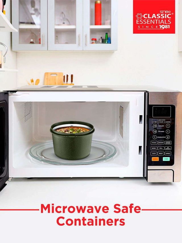 Classic Essentials Microwavable Insulated 3 Containers Meal Pro Lunch Box | 1250 ml Green