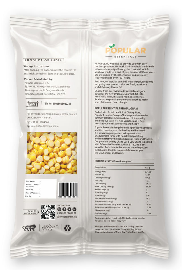 Popular Essentials Chana Dal (Un-Polished)