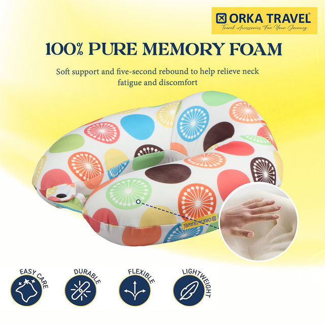 ORKA Unisex Printed Spandex Neck Pillow | Multicolour - One Size