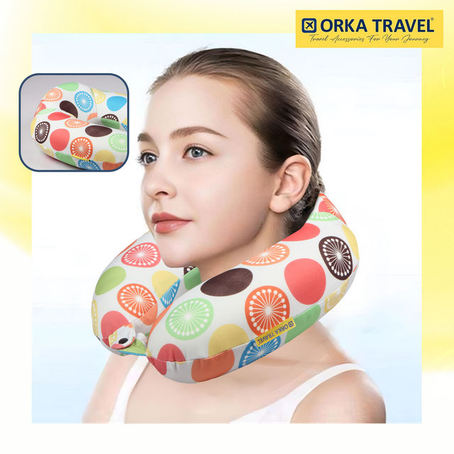 ORKA Unisex Printed Spandex Neck Pillow | Multicolour - One Size