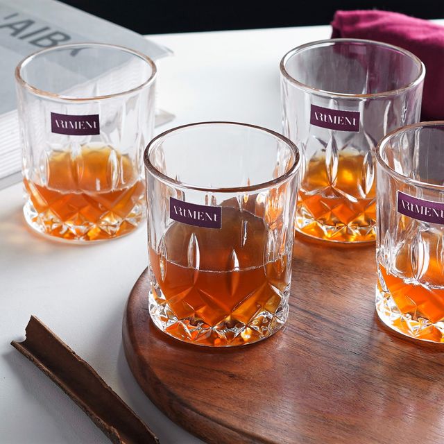 The Artment Sculpted Tumbler Whiskey Glasses Set of 4 (230 ML)