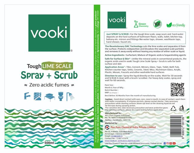 Vooki Nature Powered Dishwash Liquid (500ml) & Vooki Ecofriendly Limescale Removerdescaler (500ml) Combo