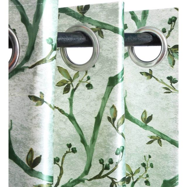 Casacraft by Pepperfry Door Curtain | Floral | Light Green | 7 feet
