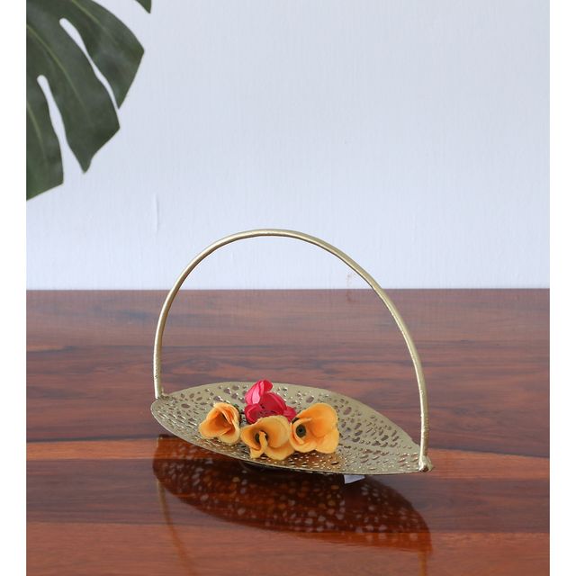 Casacraft by Pepperfry Pooja Basket | Leaf Design