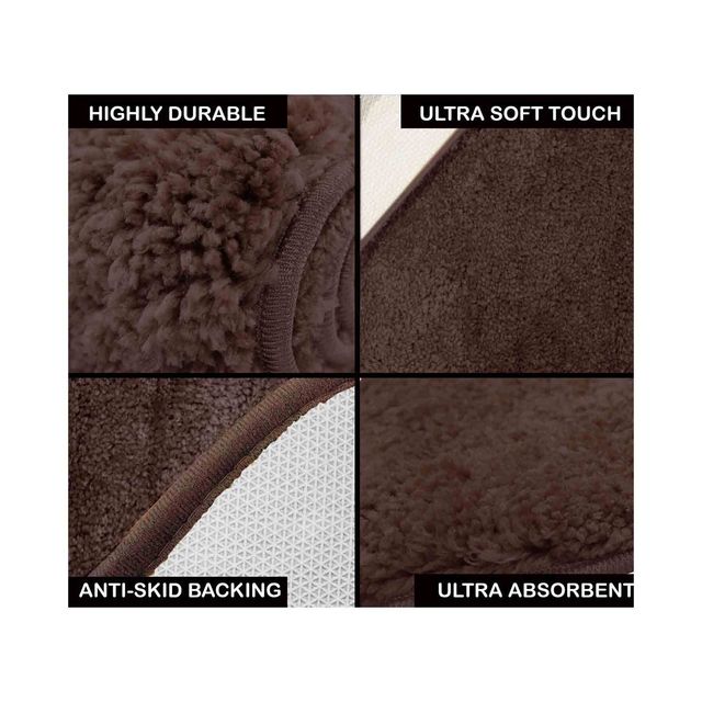 Casacraft by Pepperfry Brown Solid Polyester 24 x 16 Inches Anti Skid Door Mat