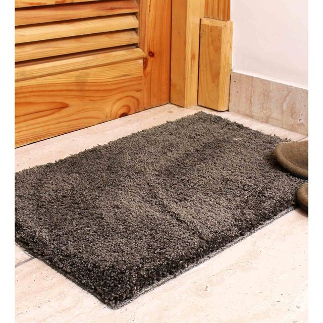 Casacraft by Pepperfry Brown Solid Polyester 24 x 16 Inches Anti Skid Door Mat
