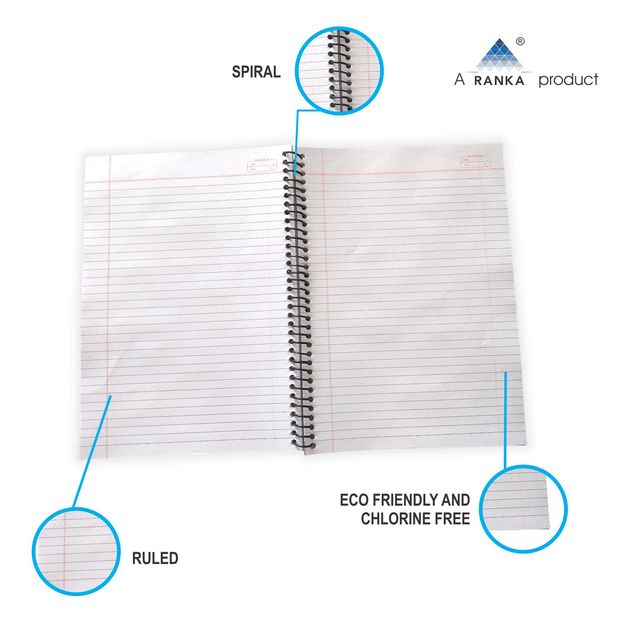 supremo A4 Spiral 6 Subject Notebook | 400 Pages | Single Line - Assorted