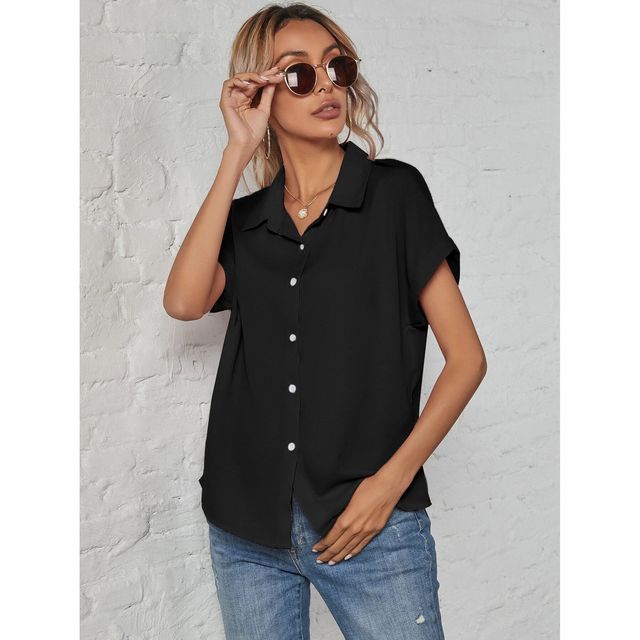 Style Quotient Women Black Solid Polyester Regular Fit Casual Shirt | S | AW22SQHOPE - Black