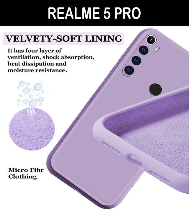 Artistque Case For Realme 5 Pro Back Cover - Plain Liquid Silicone Cover