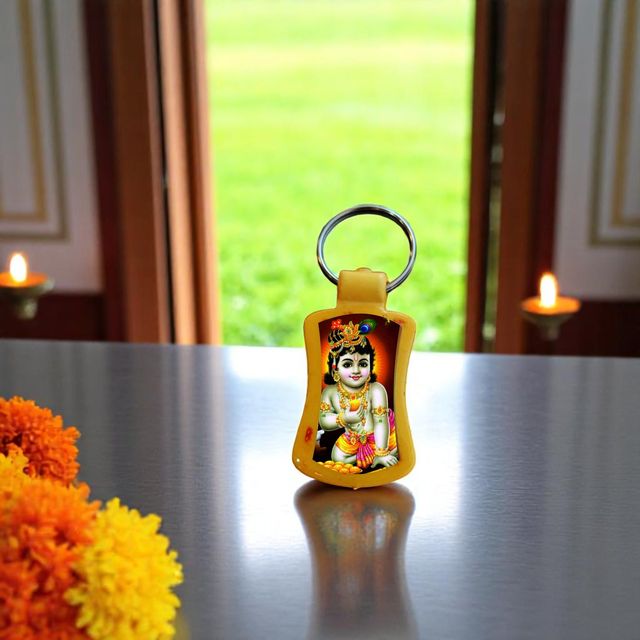 Divine Vibes Laddu Gopal Ji Square Key Chain