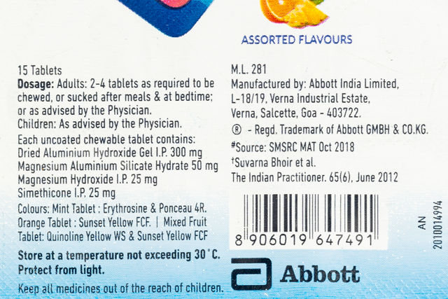 Digene Antacid Antigas Tablet Flavour Orange