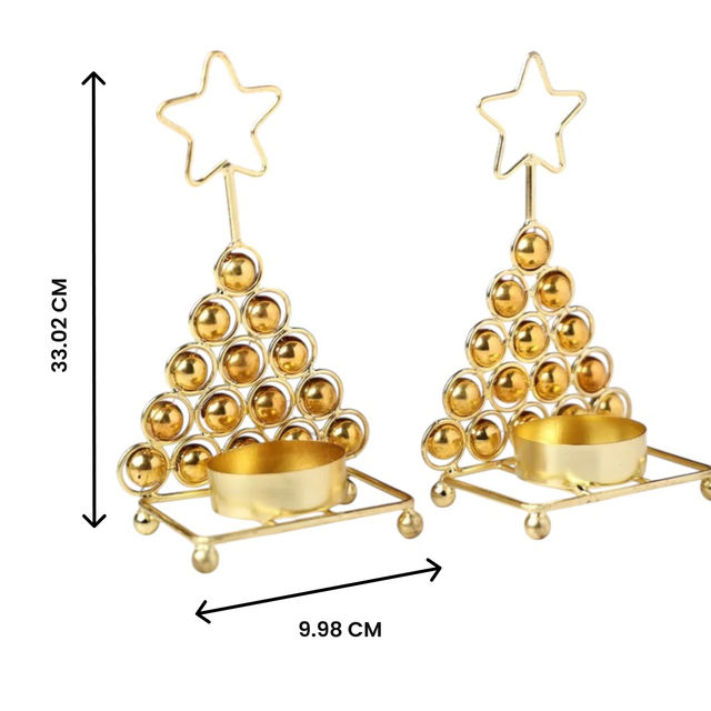 Urban Born Metal Christmas Tree Tlight Holders For Christmas Decor Set of 2