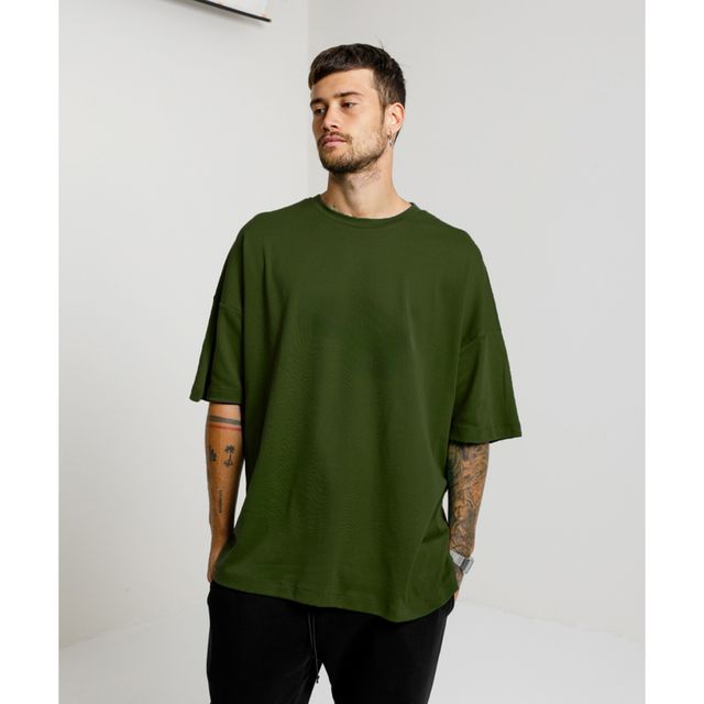 Buy De Tees Men's Oversize T-shirt | M-OST-OLIVE-GREEN-HOPE