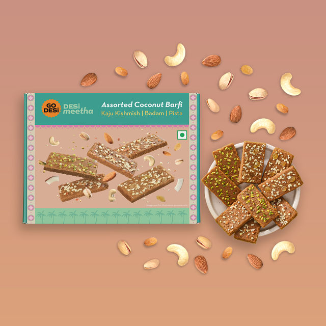 Assorted Coconut Barfi | Kaju Kishmish | Badam | Pista | Burfi | Sweets | By GO DESi