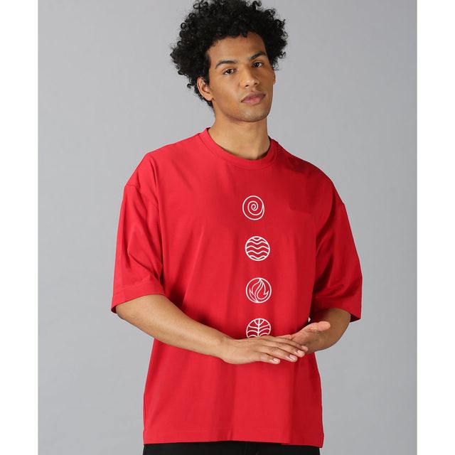 Buy De Tees Men's Oversize T-shirt | M-OST-RED-POSITIVE | Red - XL