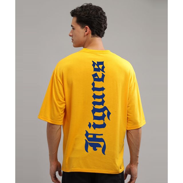 De Tees Men's Oversize T-shirt | M-OST-YELLOW-FIGURES | Yellow - XL