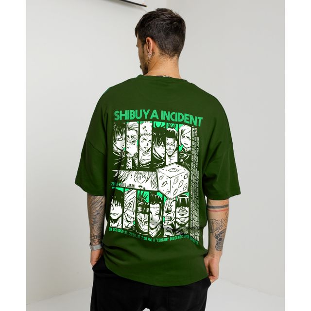 De Tees Men's Oversize T-shirt | M-OST-OLIVE-SHIBUYA | Olive - L
