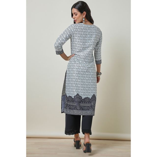 Soch Women's Bandhani Print Kurta With Tassels | Off White | L