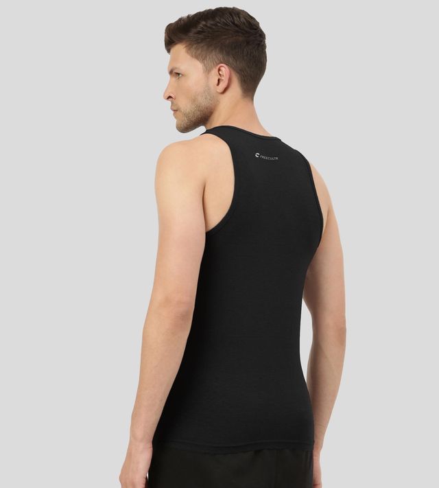 Freecultr Men's Bamboo, Cotton, and Spandex Vest | Black and White - L