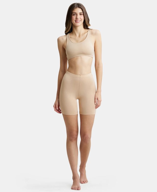 Jockey 1529 Women's Super Combed Cotton Mid Waist Shorties|Concealed Waistband | Skin-S