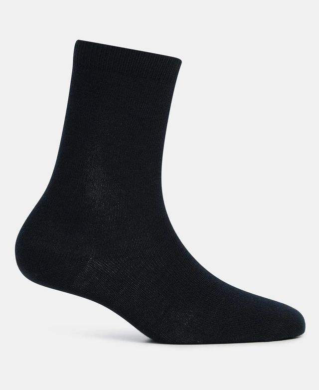 Jockey Unisex Solid Cotton, Nylon, and Elastane Calf Length Socks | Black | 9 - 10 years