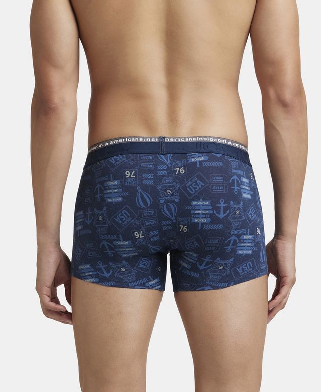 Jockey US63 Men's Super Combed Cotton Elastane Stretch Printed Trunk|Ultrasoft Waistband | Navy-XL