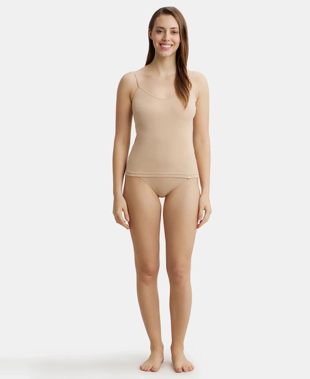 Jockey 1487 Women's Super Combed Cotton Rib Camisole|Adjustable Straps | Skin-XL