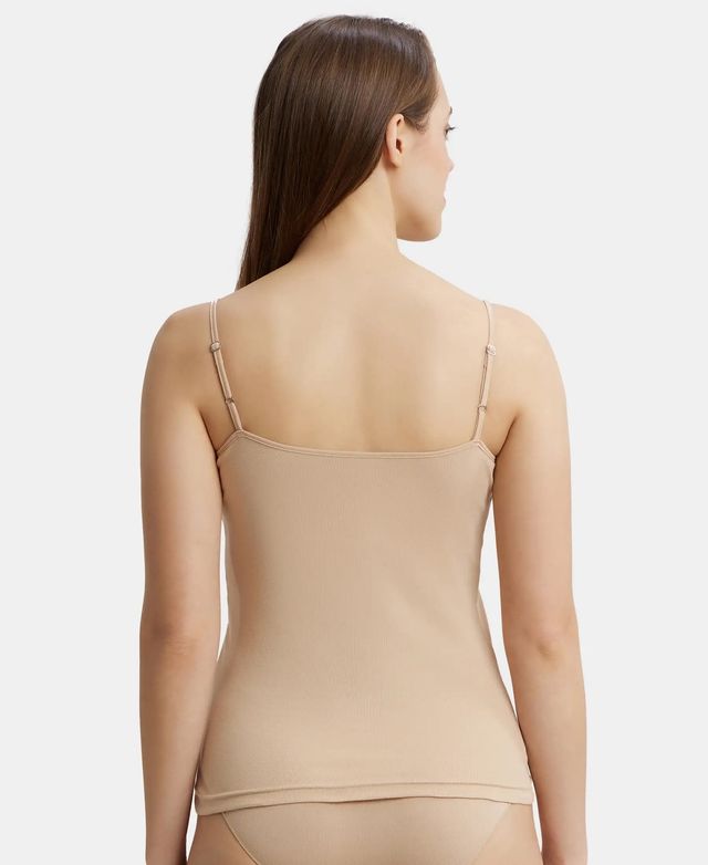 Jockey 1487 Women's Super Combed Cotton Rib Camisole|Adjustable Straps | Skin-XL