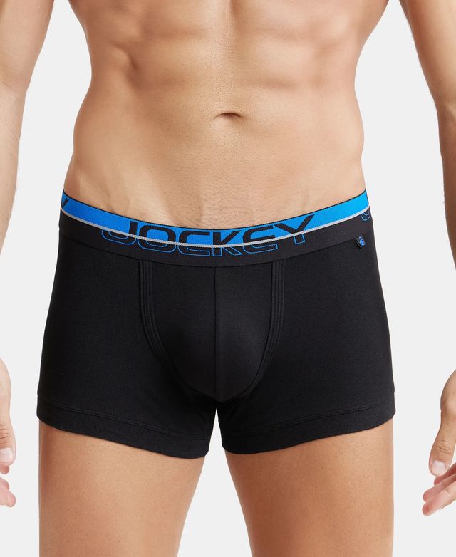 Jockey FP03 Men's Super Combed Cotton Rib Solid Trunk|Ultrasoft Waistband|PO2 | Black-L