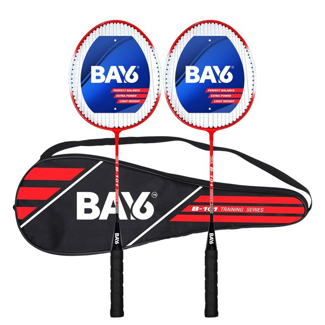 BAY6 B-101 Badminton Set | 2 Rackets with Full Cover | Red