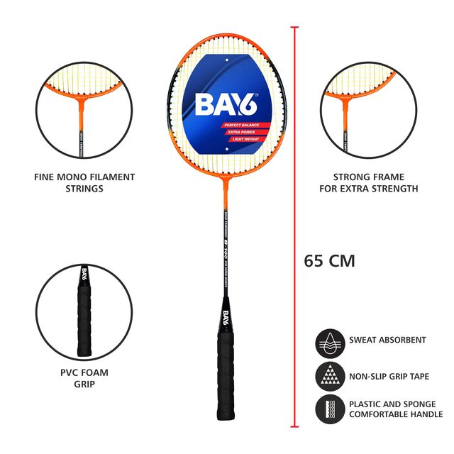 BAY6 B-100 Badminton Racket | Orange