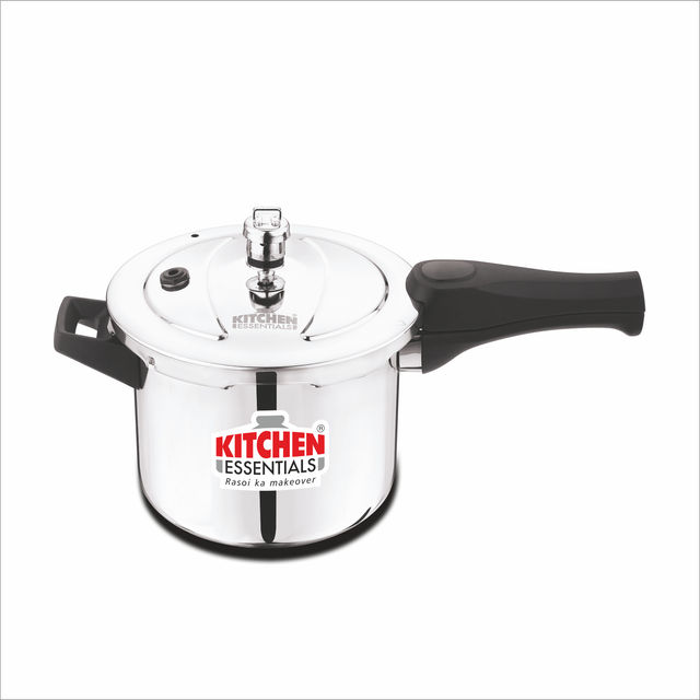 Kitchen Essentials Stainless Steel Eazy Kook Impact Forged Bottom Outer Lid Pressure Cooker 5L