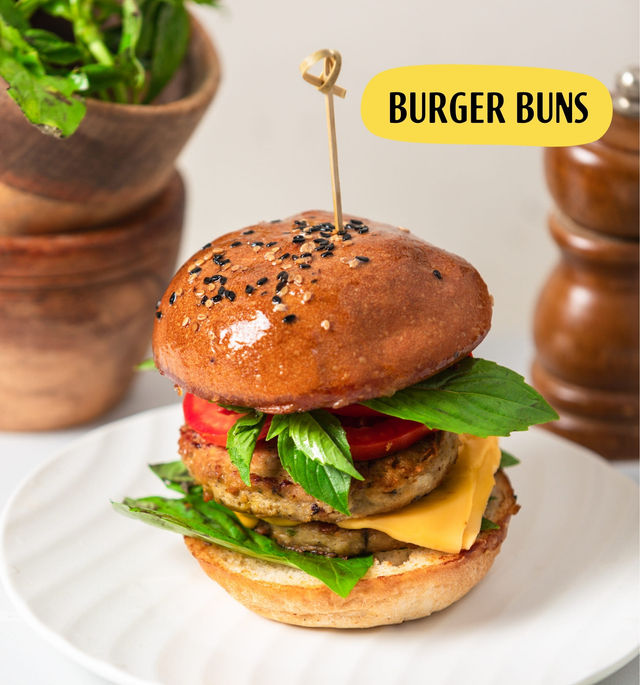 The Baker's Dozen Zero Maida Burger Buns No Palm Oil No Preservative 100% Wholehwheat