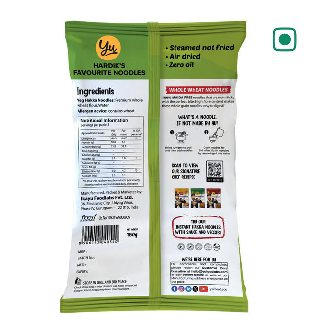 Yu 100% Whole Wheat Hakka Noodles