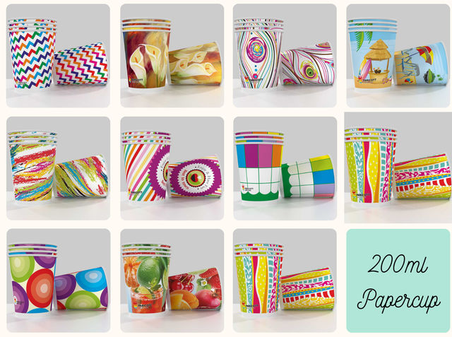 Vinay Trading Disposable Printed Paper Glass/Cups - 200 ml