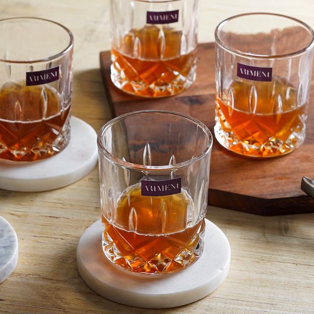The Artment Sculpted Tumbler Whiskey Glasses Set of 4 (230 ML)