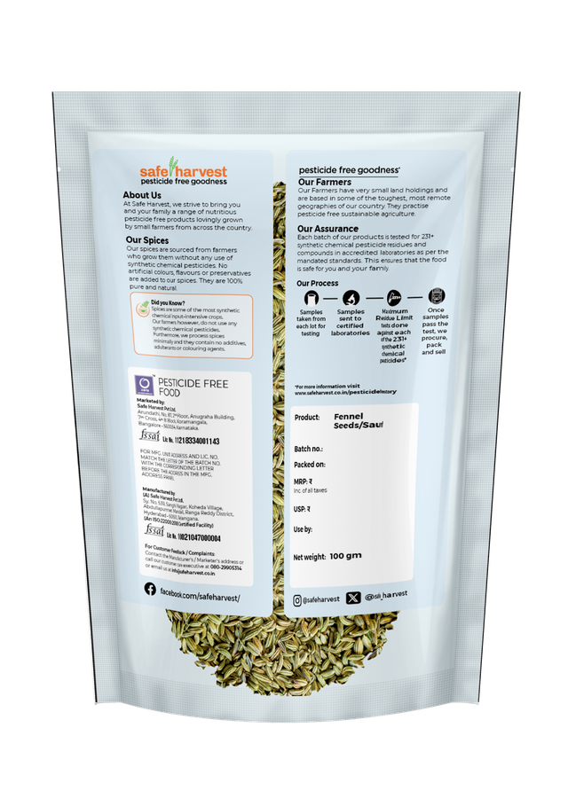 Safe Harvest Pesticide - Free Fennel (Seeds)(Saunf)